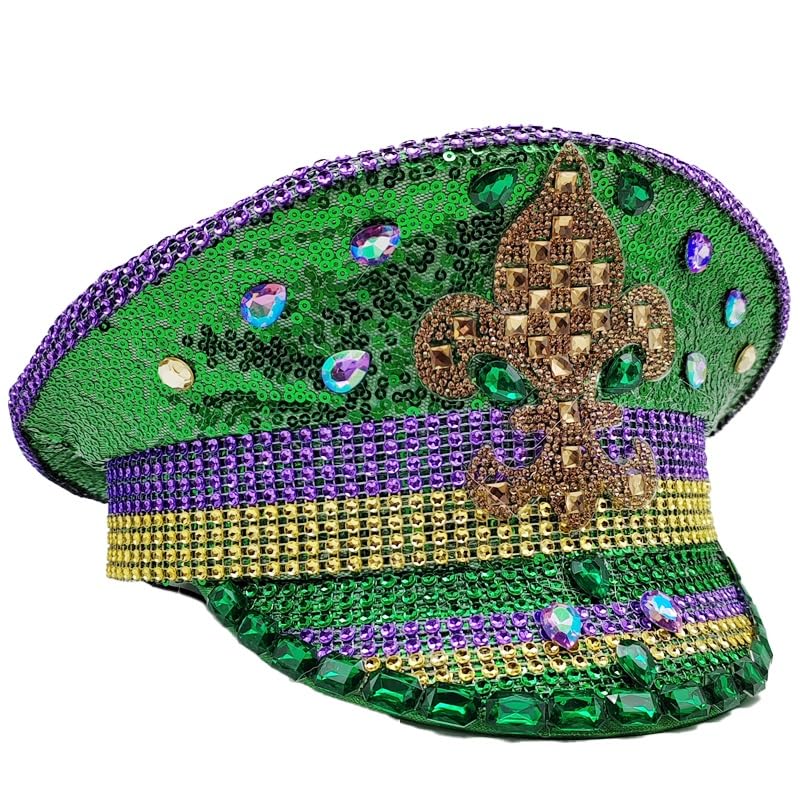 Amazon.com: VIESSLG Mardi Gras Sequin Captain Hat Festival 