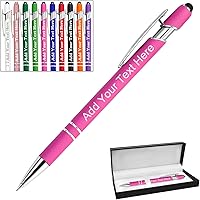Vista 106 de Bolígrafos personalizados a granel grabados personalizados con punta de lápiz capacitivo, bolígrafos personalizados de tinta negra, regalos