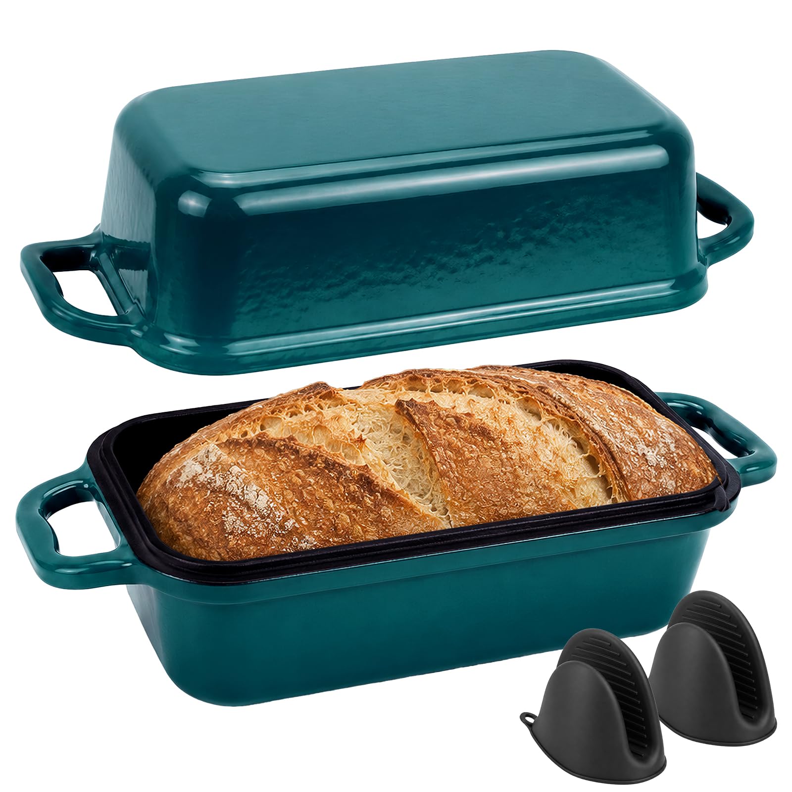 Enamelled Cast Iron Bread Loaf Pan, 2-in-1 Dutch Oven for Sourdough Baking