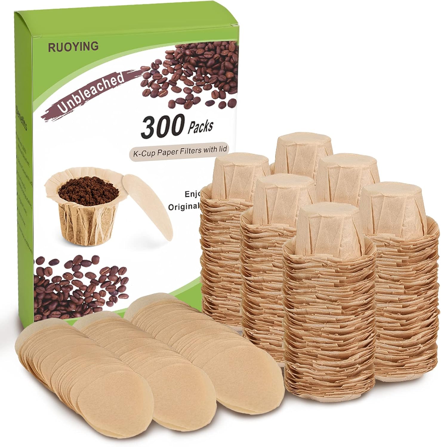 EcoSopure Unbleached K cup Coffee Paper Filters with Lid