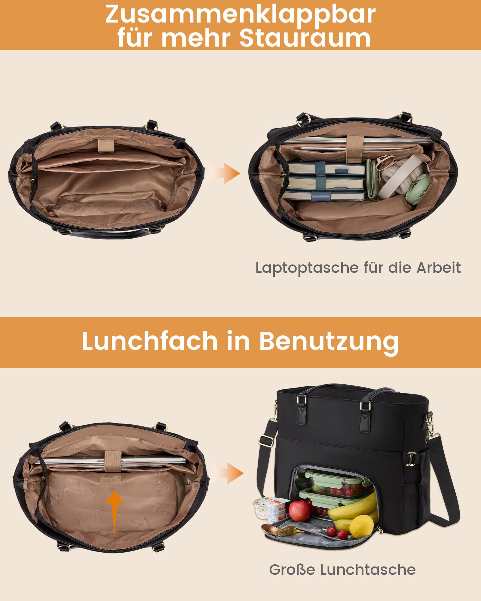 LOVEVOOK Arbeitstasche Damen mit Isolierted Kühlfach Laptop Handtasche Groß
