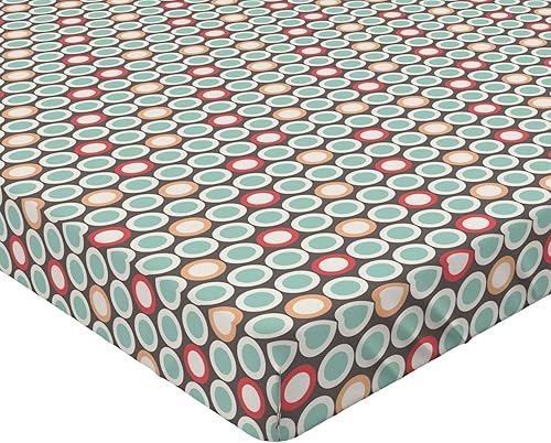 Miniatura 5 de Lunarable Sábana bajera moderna de mediados de siglo, formas redondas sencillas sobre fondo neutro, funda de cama con bolsillo profundo elástico