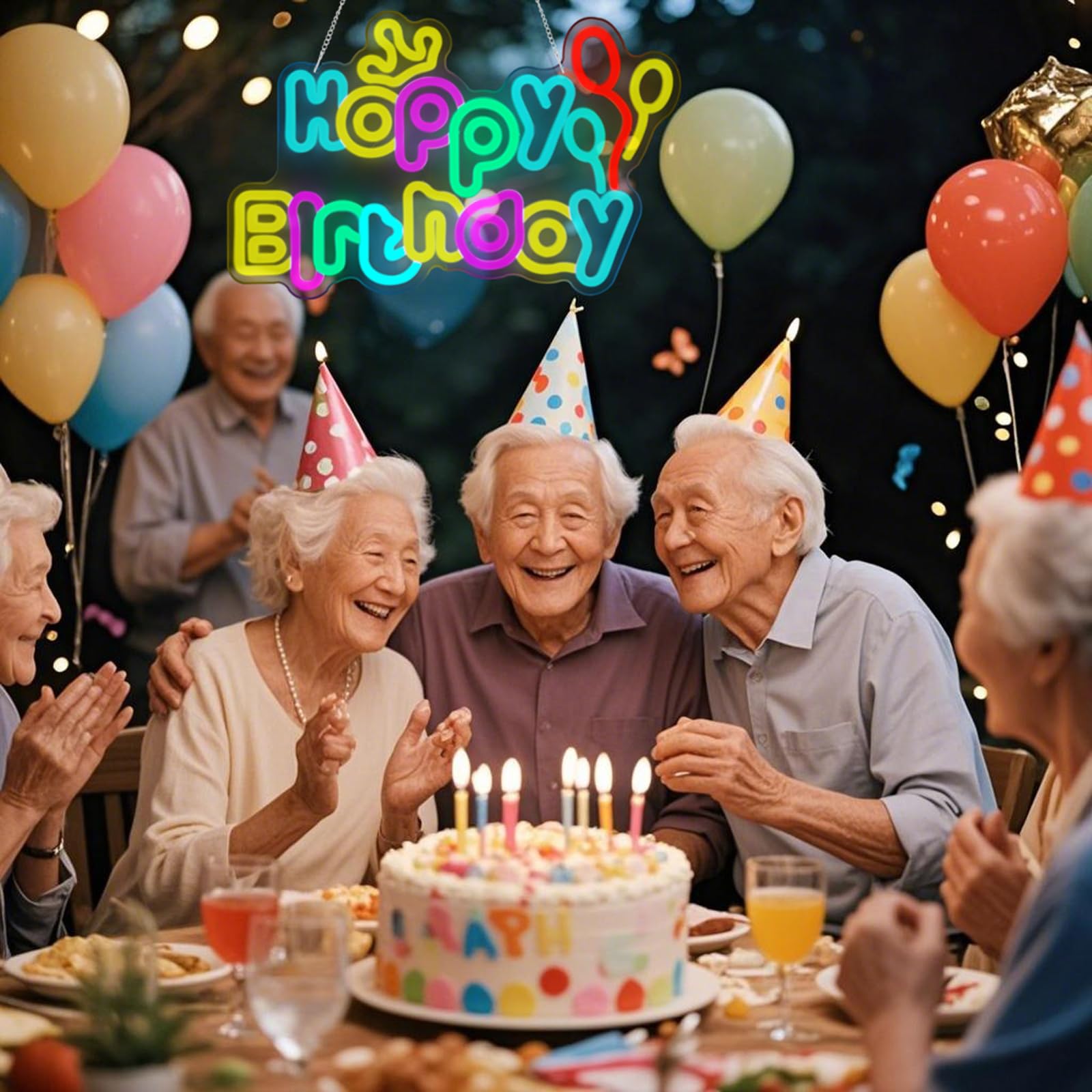 Neonowe znaki Happy Birthday, zasilane przez USB, ściemniane kolorowe światła LED na tło, dekoracja ścienna, przyciągający wzrok znak urodzinowy na imprezy, niezapomniane prezenty, wymiary