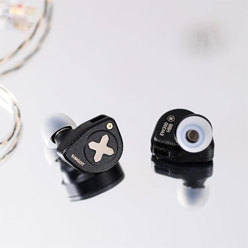 Linsoul SIMGOT EW300 Ecouteurs Intra-Auriculaires 1DD+1Planar+1PZT Hybrid Driver, Écouteurs filaires IEM, Ecouteurs Gaming avec Embouts détachables, câble IEM OFC plaqué Argent (EW300 HBB) - 5