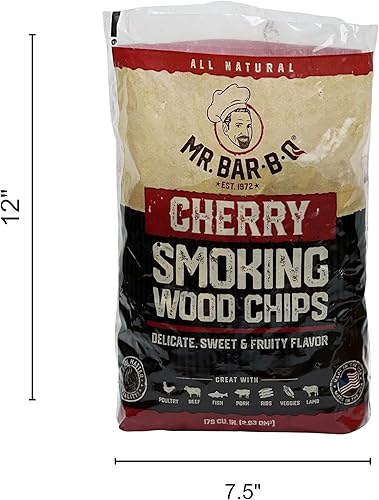 Miniatura 2 de Mr. Bar-B-Q 05017 Chips de madera para ahumar (cereza)  Sabor dulce y afrutado  Hecho de madera 100% dura  Chips de madera de cerezo totalmente