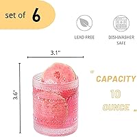 Vista 2 de Vasos de Cóctel de 10 oz Vasos de Beber Hobnail Juego de 6, Cristalería Vintage, Vasos de Vidrio Texturizado Vasos de Burbujas Vasos de Agua Vasos