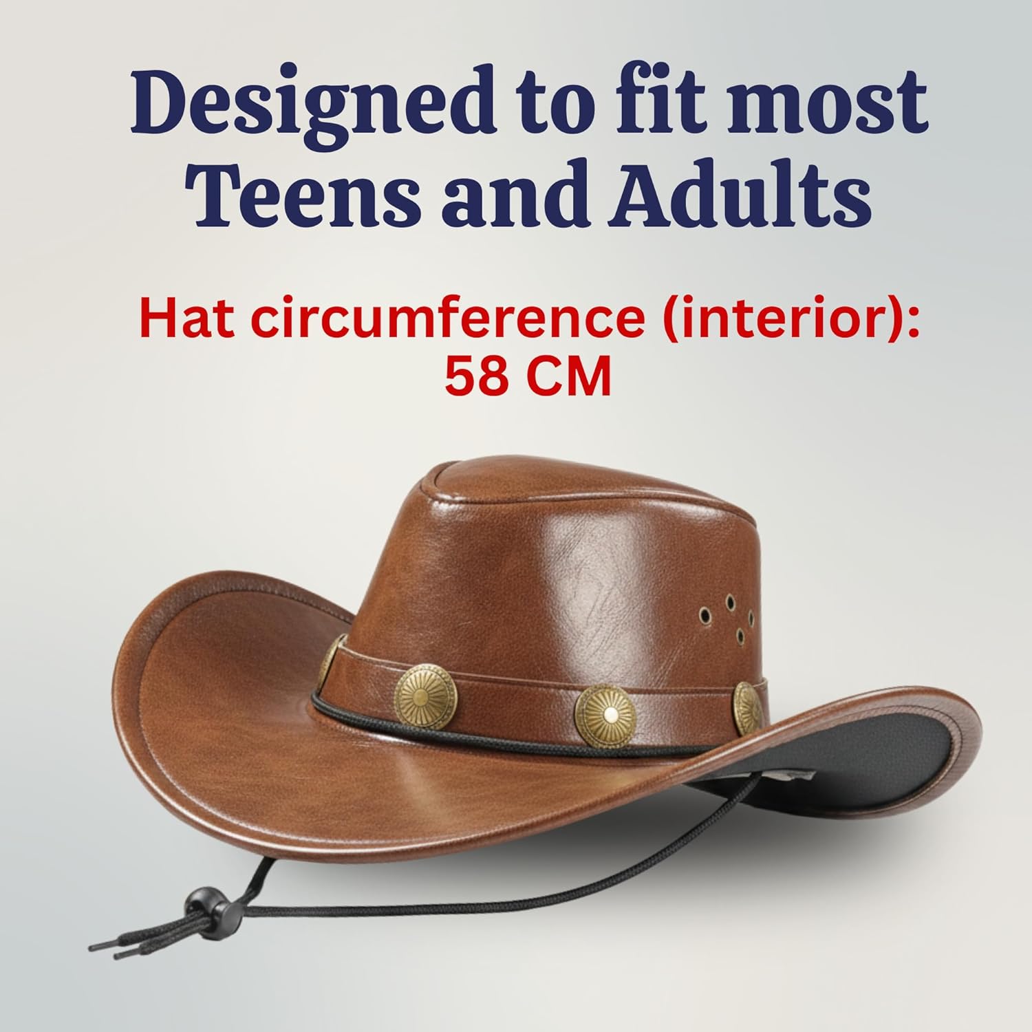 Dress Up America Adult Faux Leather Cowboy Hat – Western Costume Accessory for Men and Women