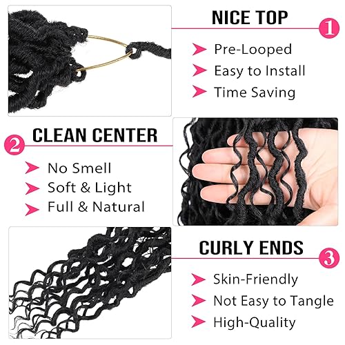 Miniatura 3 de RuiYok Cabello de ganchillo Goddess Locs de 18 pulgadas, 8 paquetes de cabello rizado sintético de ganchillo para mujeres negras, cabello de