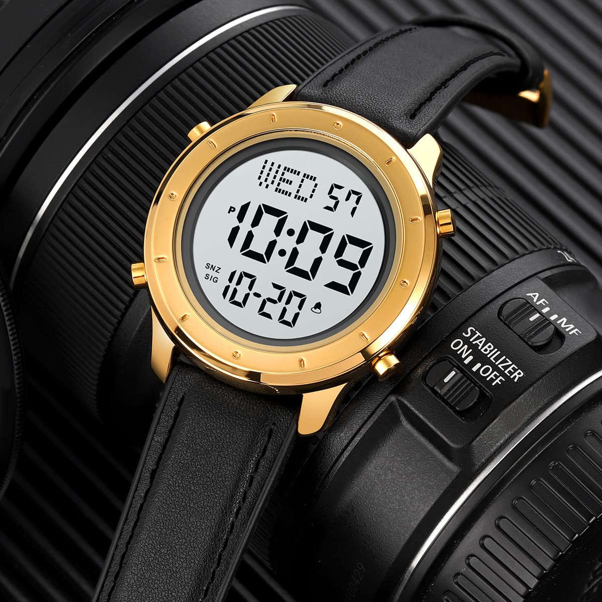 Reloj digital para hombre, reloj de pulsera LED, minimalista, de acero inoxidable, resistente al agua, cronómetro