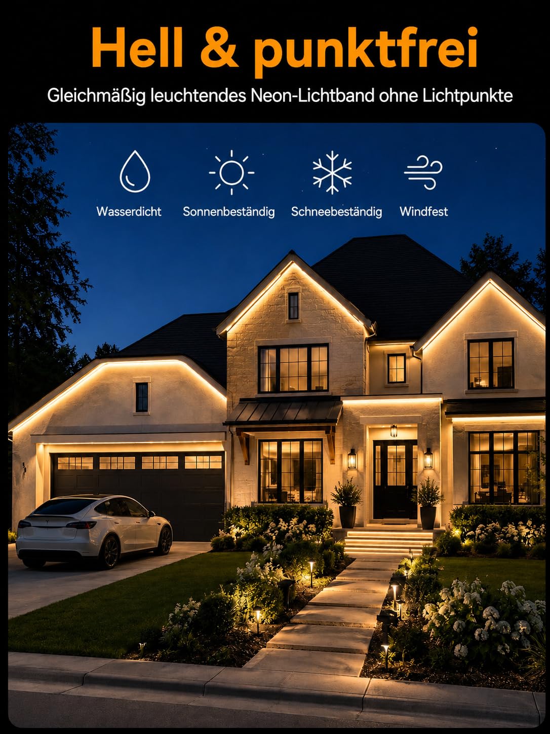 Neon-Lichterketten, 15 m, 3000 K, warmweiß, dimmbare LED-Lichtbänder, 24 V, flexibel, zuschneidbar, IP65, wasserdicht, für Schlafzimmer, Innen- und Außenbereich