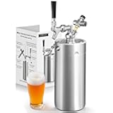 MRbrew 128oz Mini Keg Growler Portable Draft Beer Dispenser System Pressurized Stainless Steel Beer Growler Tap System Home Mini Kegerator, with Professional Beer Tap and CO2 Regulator to Keep Fresh