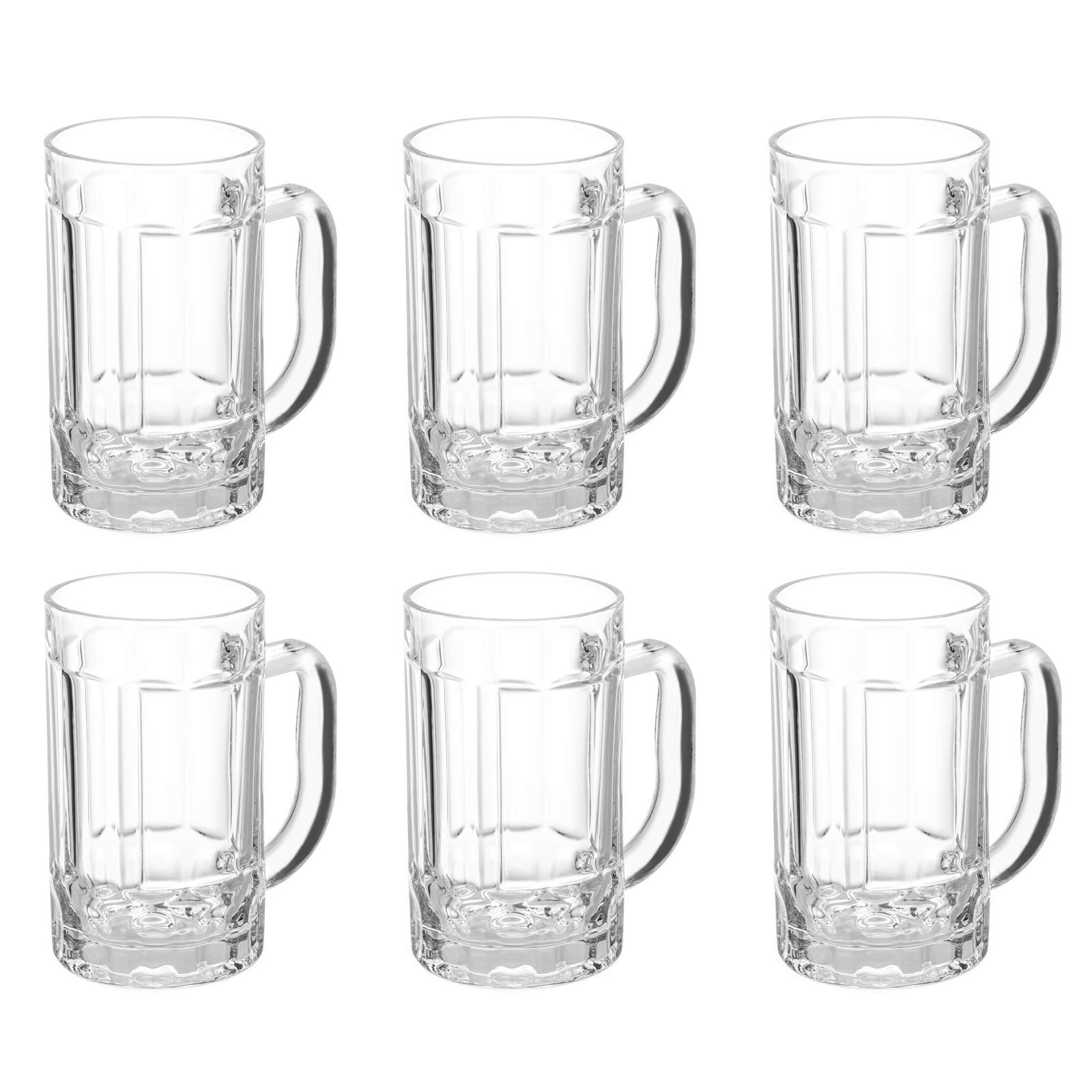 COKTIK 6 Pack Heavy Large Beer Glasses with Handle - 14 Ounce Glass Steins, Classic Beer Mug glasses Set