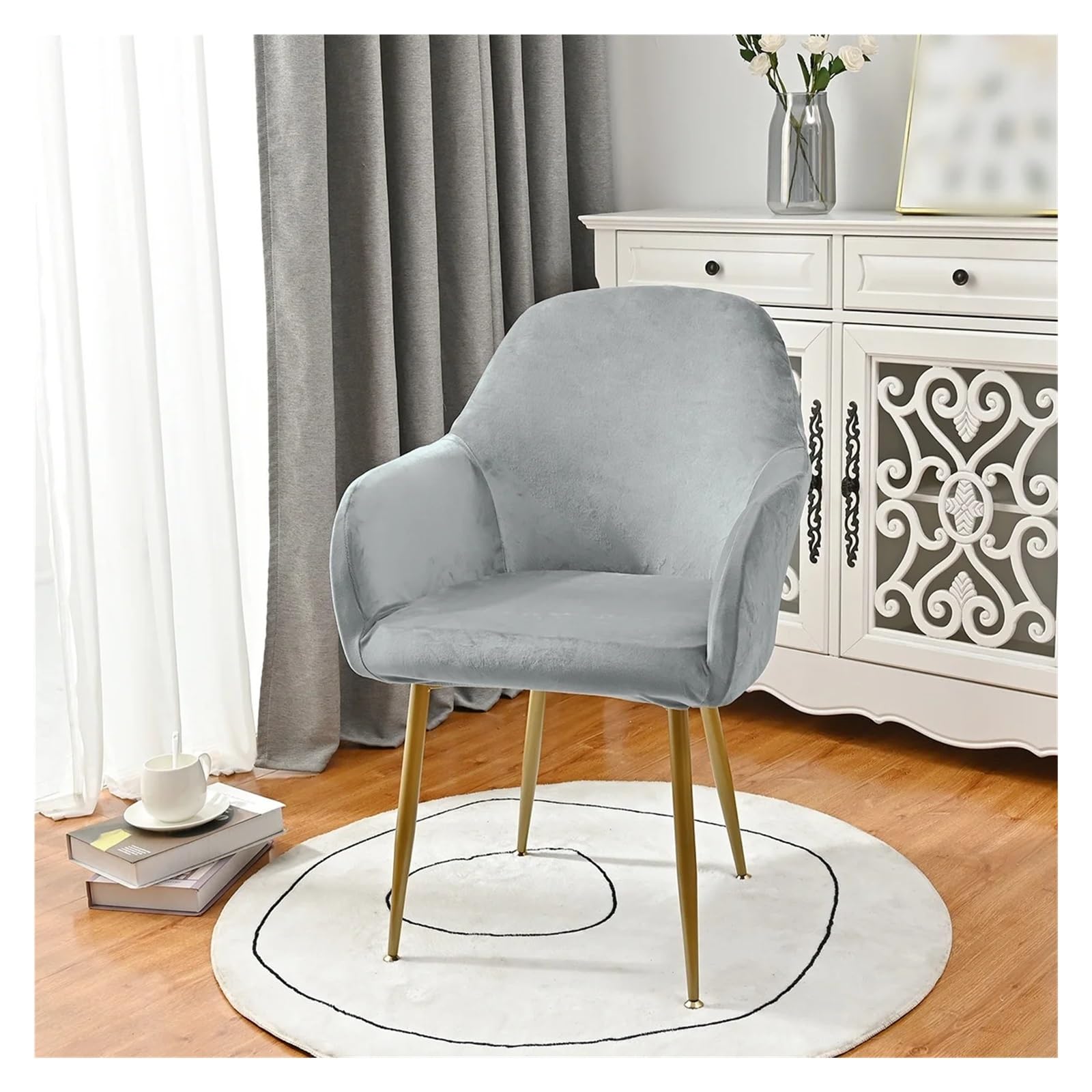 ADRLOPFE Chair Cover High Armchair Cover Elastic Velvet Chair Covers Fabric Washable Dining Slipcovers Office(Color 3)