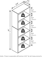 Vista 238 de Furinno - Estantería de cubos de 5 niveles serie Luder para libros y almacenamiento, color negro