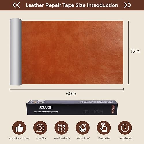 Miniatura 3 de Cinta de parche de reparación de cuero para sofá, sofá autoadhesivo grande, asiento de automóvil, silla de oficina, muebles de cuero, kit de parches