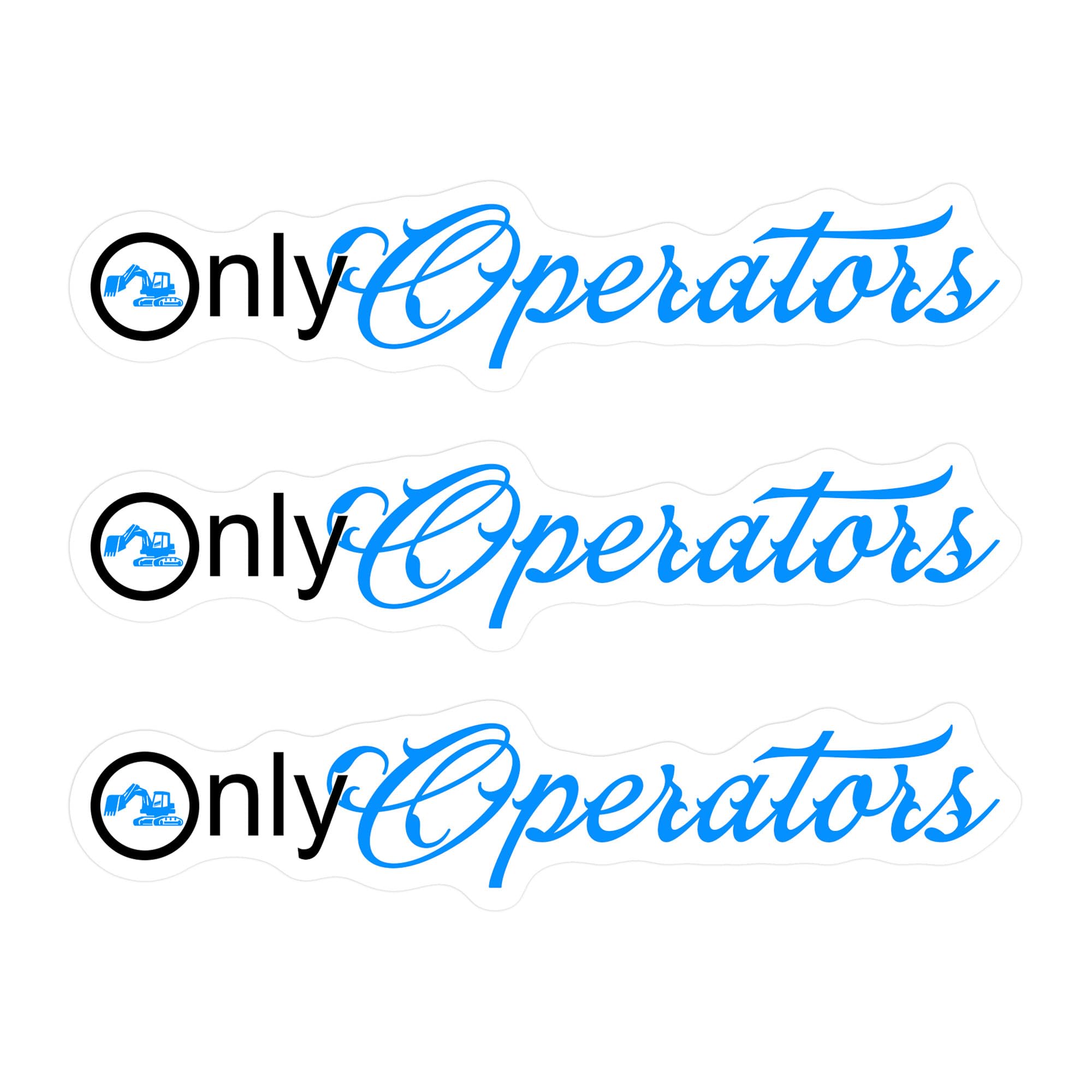 Set 3PCS - Only Operators Sticker Blue Collar Decal Hard Hat Fans 3" Water Assistant, Vinyl Waterproof Die-Cut Sticker for Laptop, Water Bottle, Hard