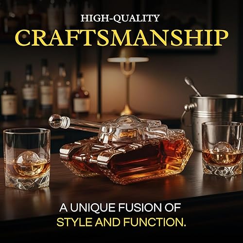 Miniatura 5 de Decantador de whisky Army Tank de The Wine Savant  Regalos del ejército para hombres  Regalo de tanque  Decantador de bourbon y escocés, regalos