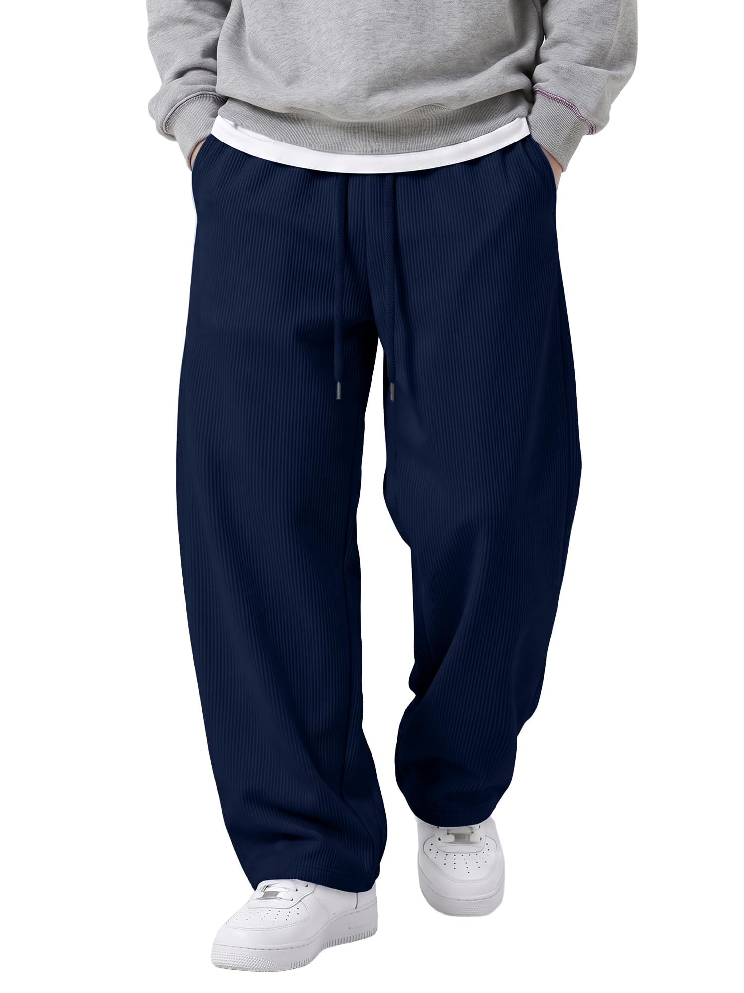 JMIERR Cordhose Herren Baggy Jogginghose Casual Warme Hosen | Weite Hose Herren,Leicht Gefütterte Freizeithose,lockerer Streetwear Stil,Elastischer Bund und Tunnelzug,Herbst Winter
