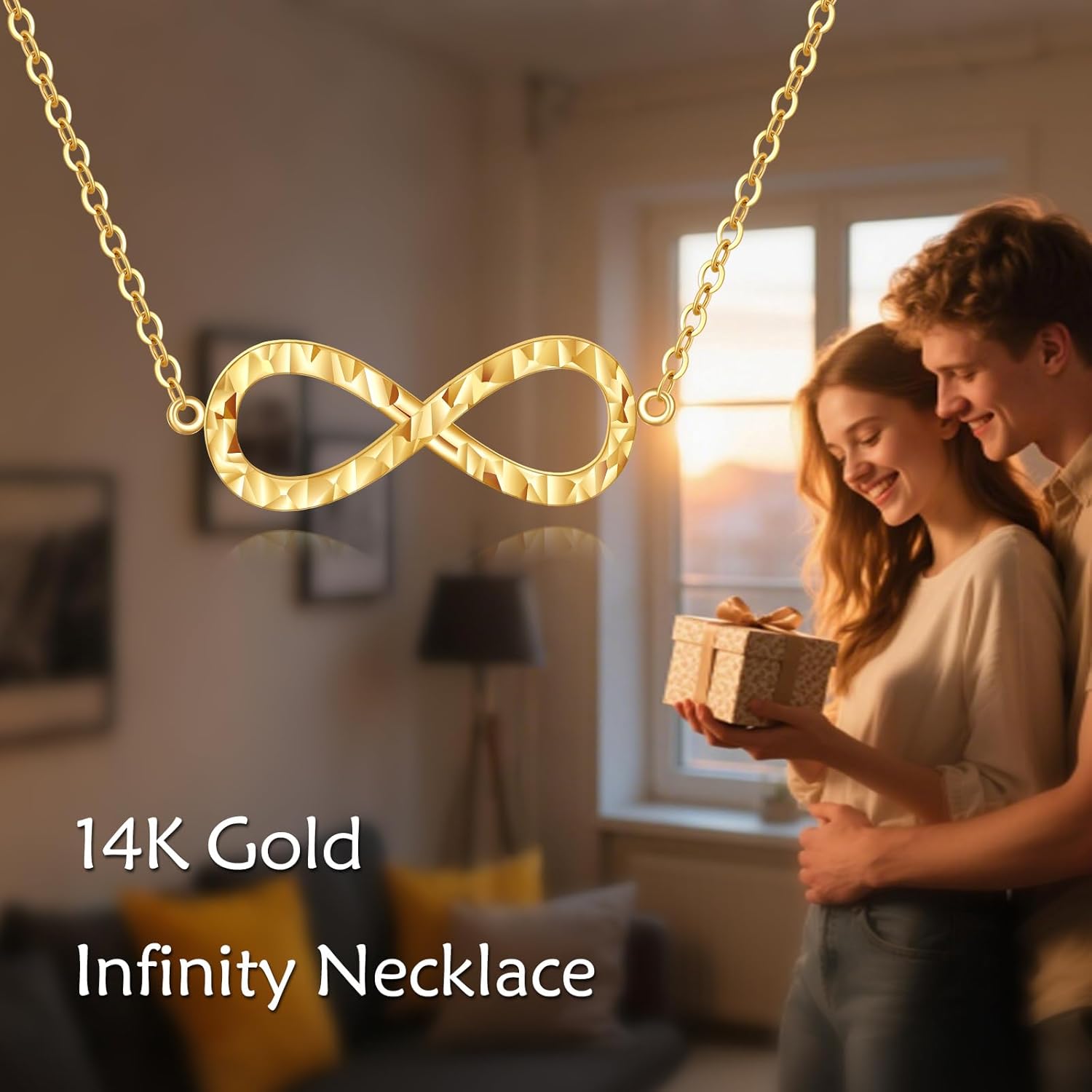 KECHO 14K Solid Gold Infinity Necklace for Women 14K Real Gold Pendant Jewelry Birthday Gifts for Mother Daughter - Image 5