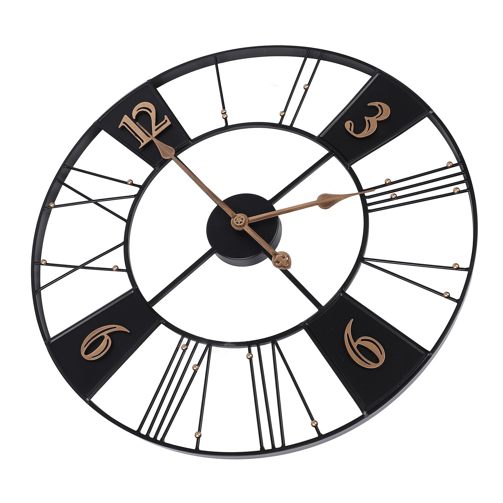Reloj de Pared Industrial Retro, Diseño Vintage, Reloj Silencioso de Metal para Sala de Estar y Oficina, 23,62 Pulgadas