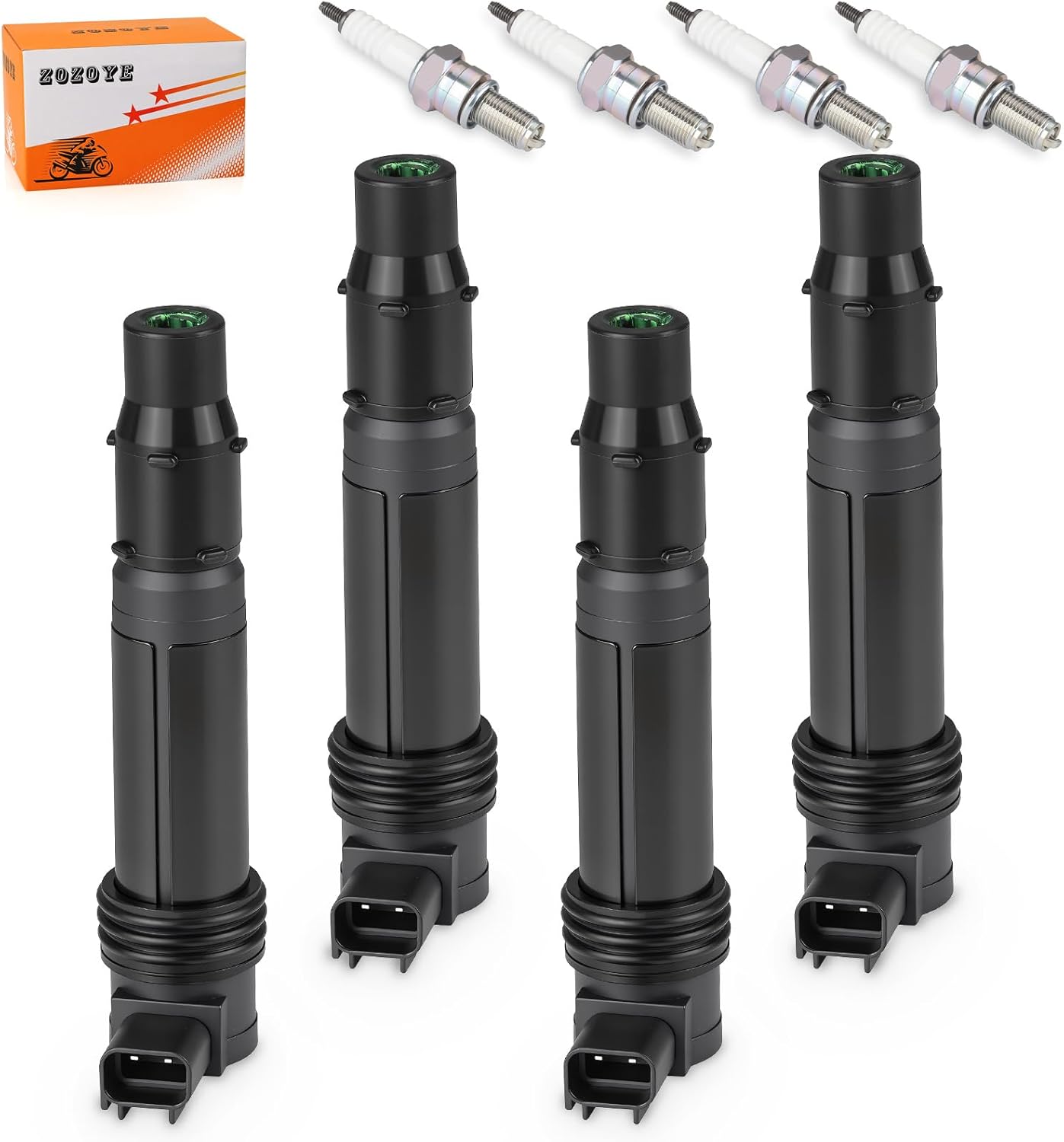 4Pcs Ignition Coils & Iridium Spark Plugs For Kawasaki Ninja ZX600 ZX-6RR ZX-6R 2003-2018 21171-1282 21171-0021