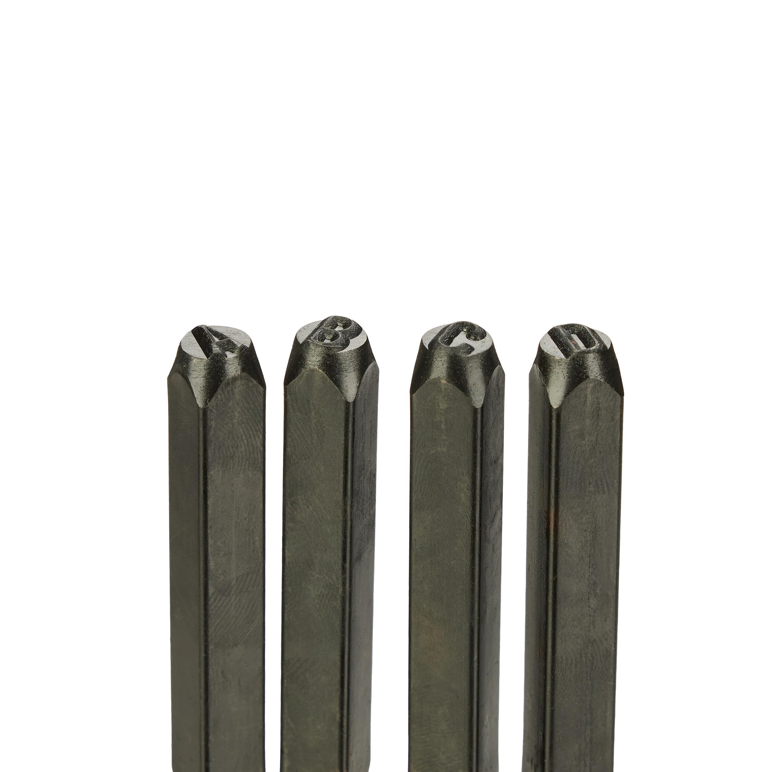 Relaxdays Set da 36 Punzoni Lettere A-Z e Numeri 0-9, Stampi in Rilievo 6 mm, Kit Timbro Incisione Metallo e Cuoio, Nero