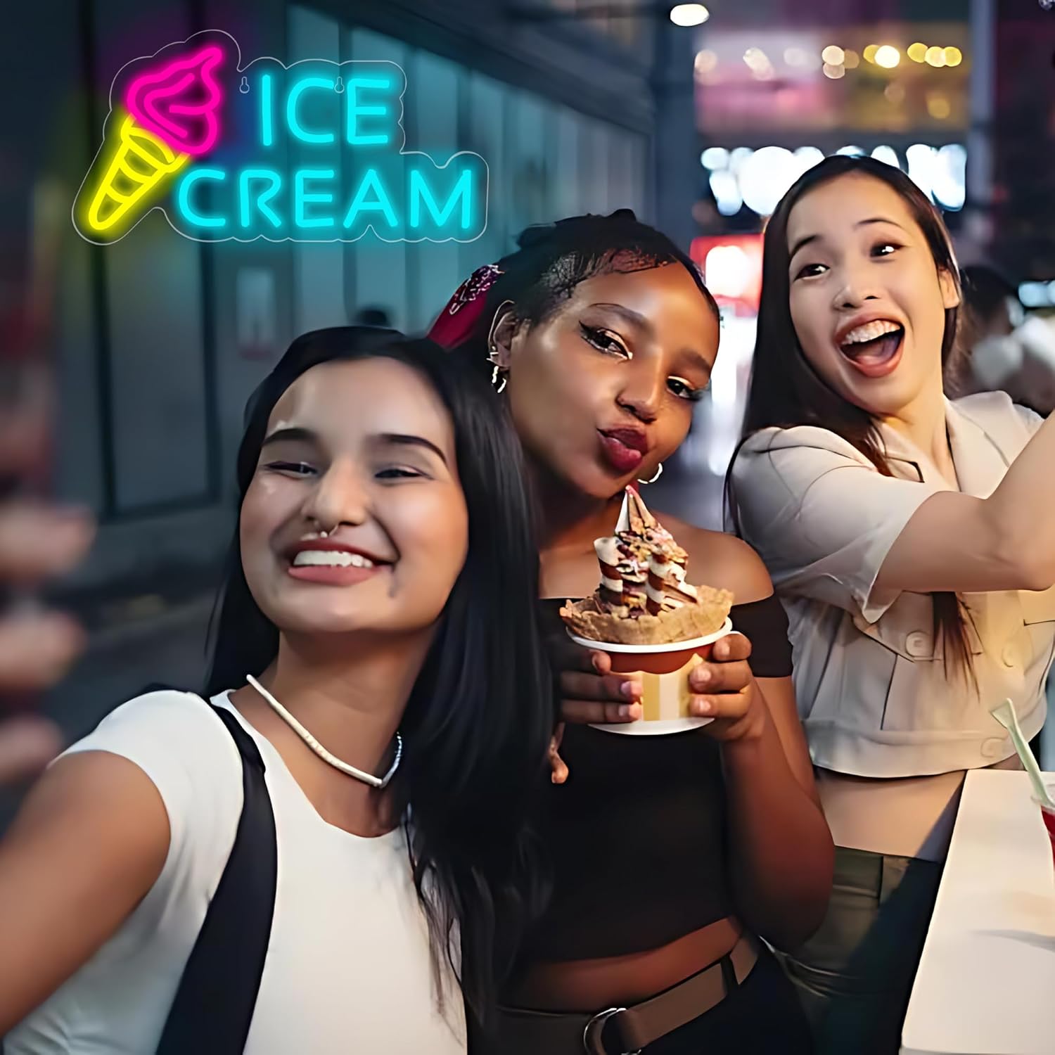 Ice Cream Neon Sign for Wall Decor,Ice Cream Shop Neon Decor,Business Dessert LED light for Bar,Party,Bedroom Decoration,Birthday,Christmas Decor,Size16.1 * 8.3 inch(JTD264) - Image 5