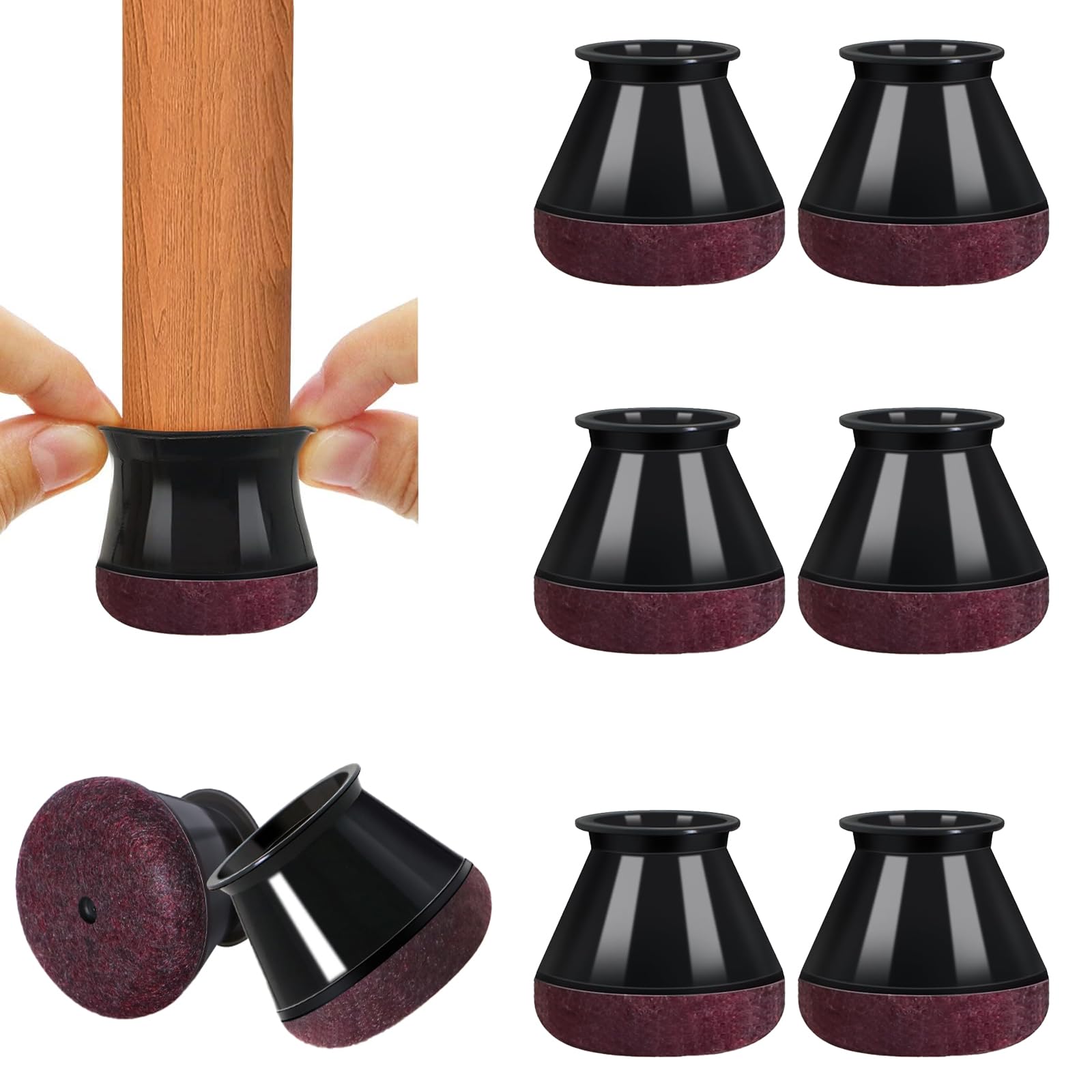 Protection de sol en silicone pour pieds de chaise ronds et carrés - Lot de 8 embouts