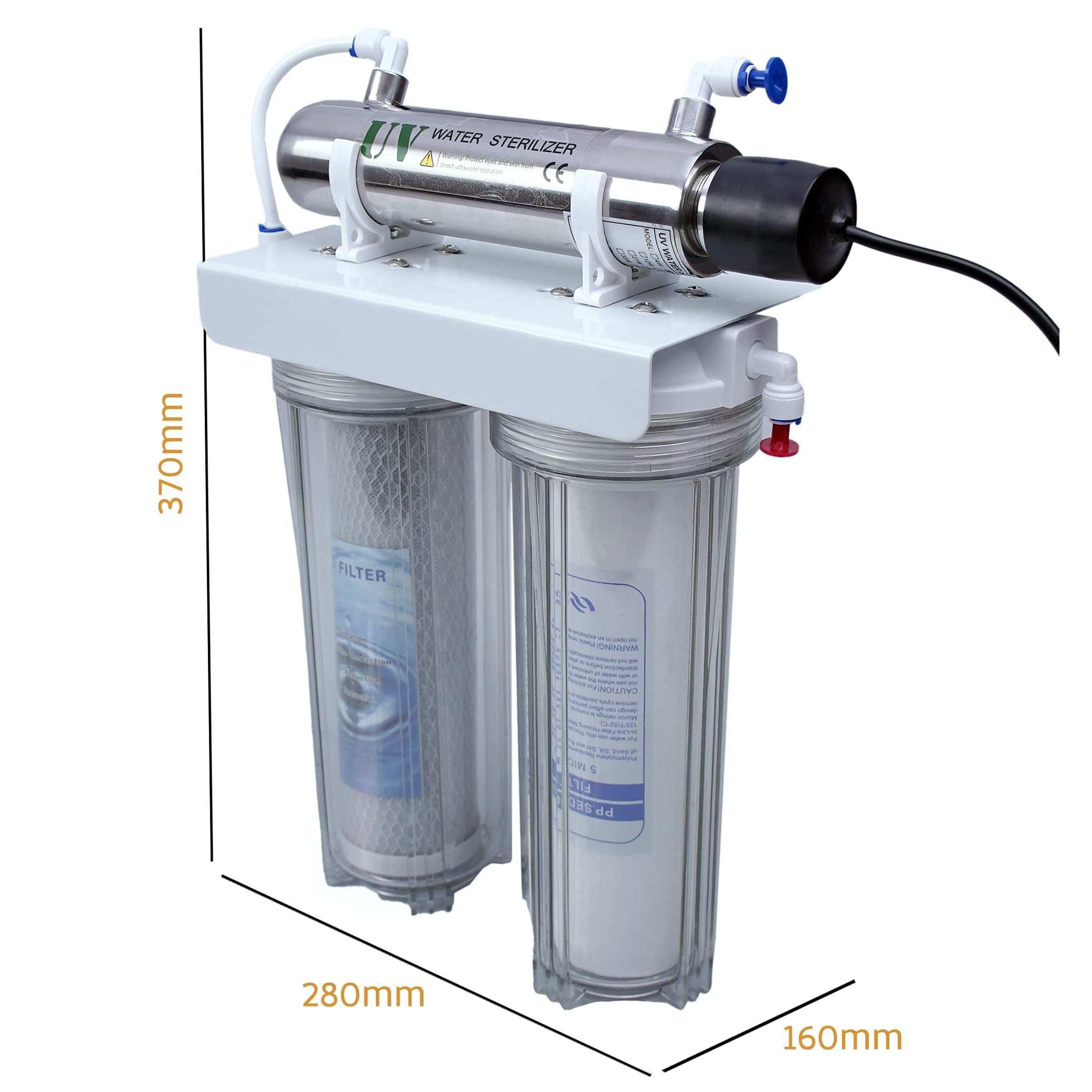 Filtro de agua lámpara UV 3 estadios triple sistema de filtración purificador agua lámpara de 6 W ultratravesoleta cartuchos de carbono activo esterilizador