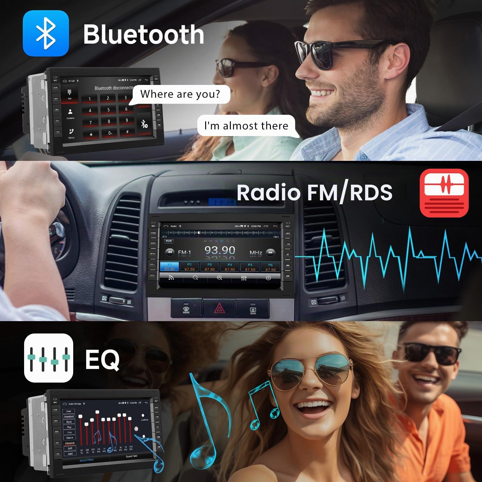 2G+64G Autoradio pour VW Passat Golf MK5 Transport Jetta Polo Touran Seat Sharan Skoda avec sans Fil Carplay, Hodozzy Ecran Tactile 7 Pouces Android Auto avec GPS WiFi Bluetooth FM/RDS/EQ/SWC+Caméra