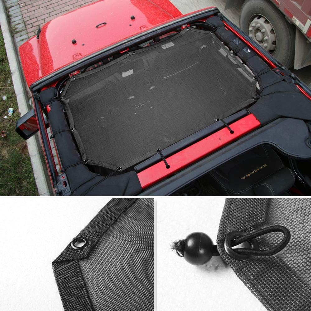 for Jeep JK Sunshade Mesh Top - JeCar Mesh Top Sun Shade JK Front Sunshade UV Protection for 2007-2018 Jeep Wrangler JK 2Door and 4 Doors