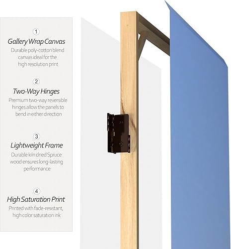 Miniatura 9 de Red Lantern Pantalla plegable de lona de montaña brumosa de doble cara de 3 pies, 6 paneles independientes y separador para dormitorio moderno y