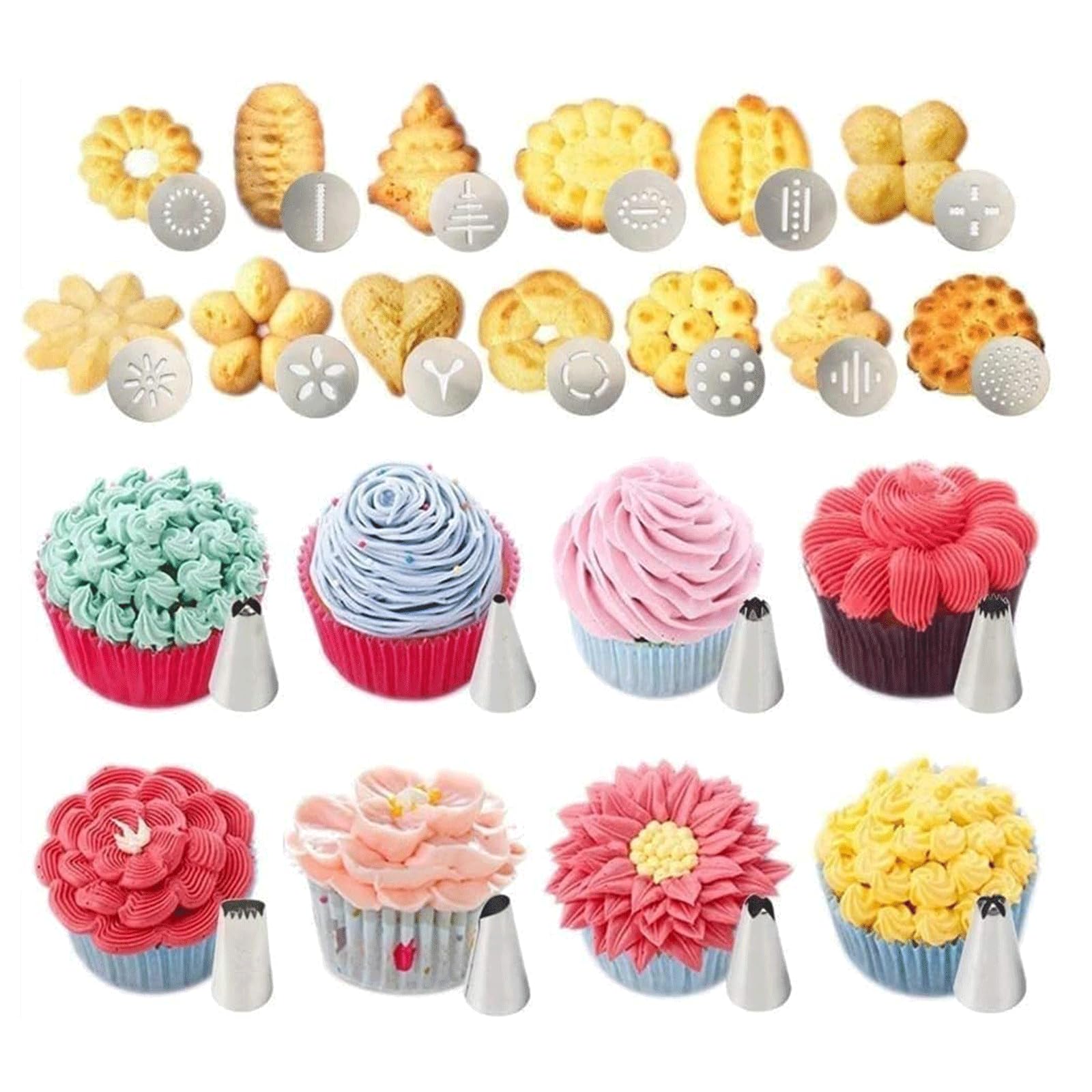 Boquillas para manga pastelera, molde para galletas, puntas para decorar pasteles, Kit de prensa para galletas, juego de dispensadores de glaseado
