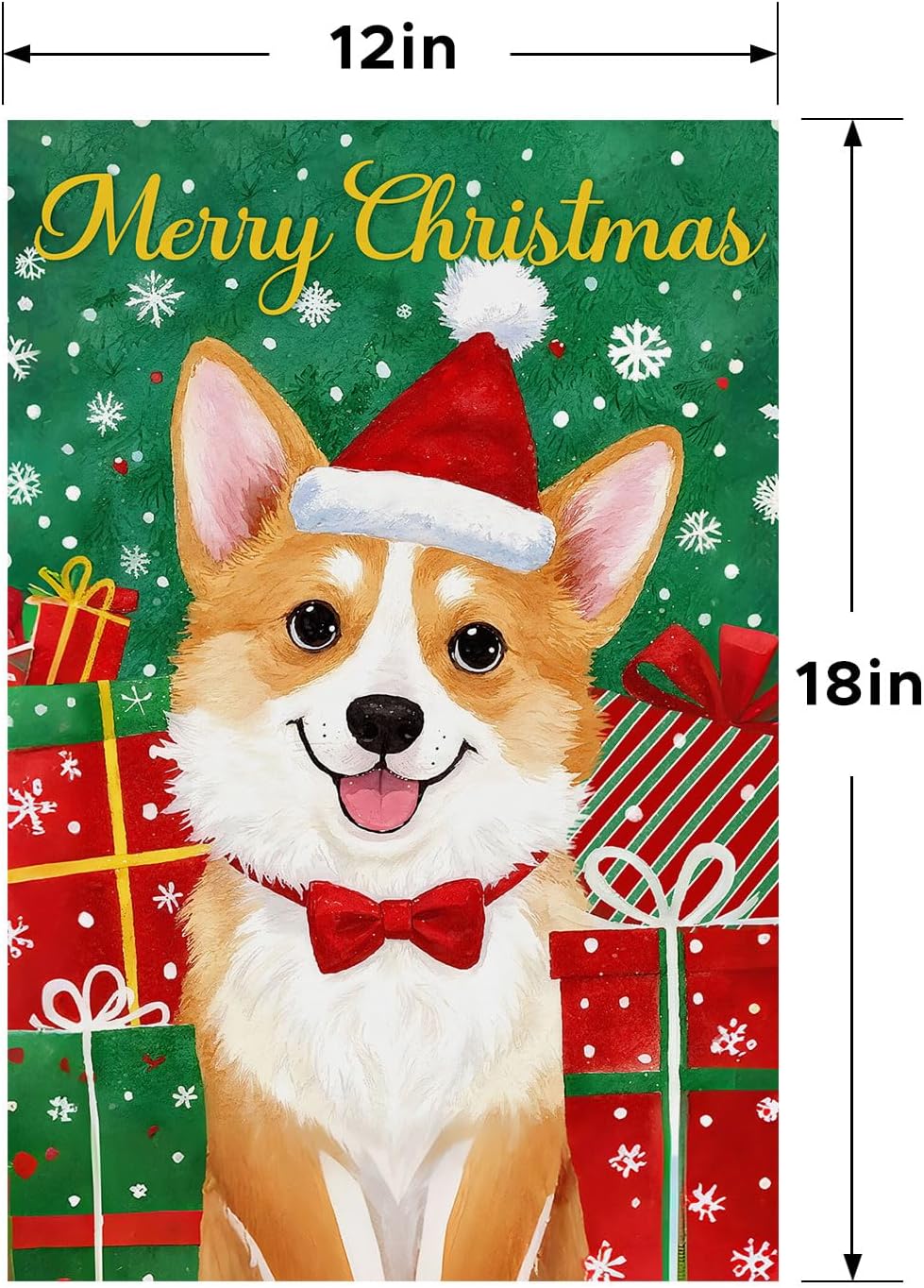 Christmas Garden Flag 12x18 Inch Double Sided Outside, Winter Dog Yard Burlap Decoration Welcome for Outside Home Decor Outdoor