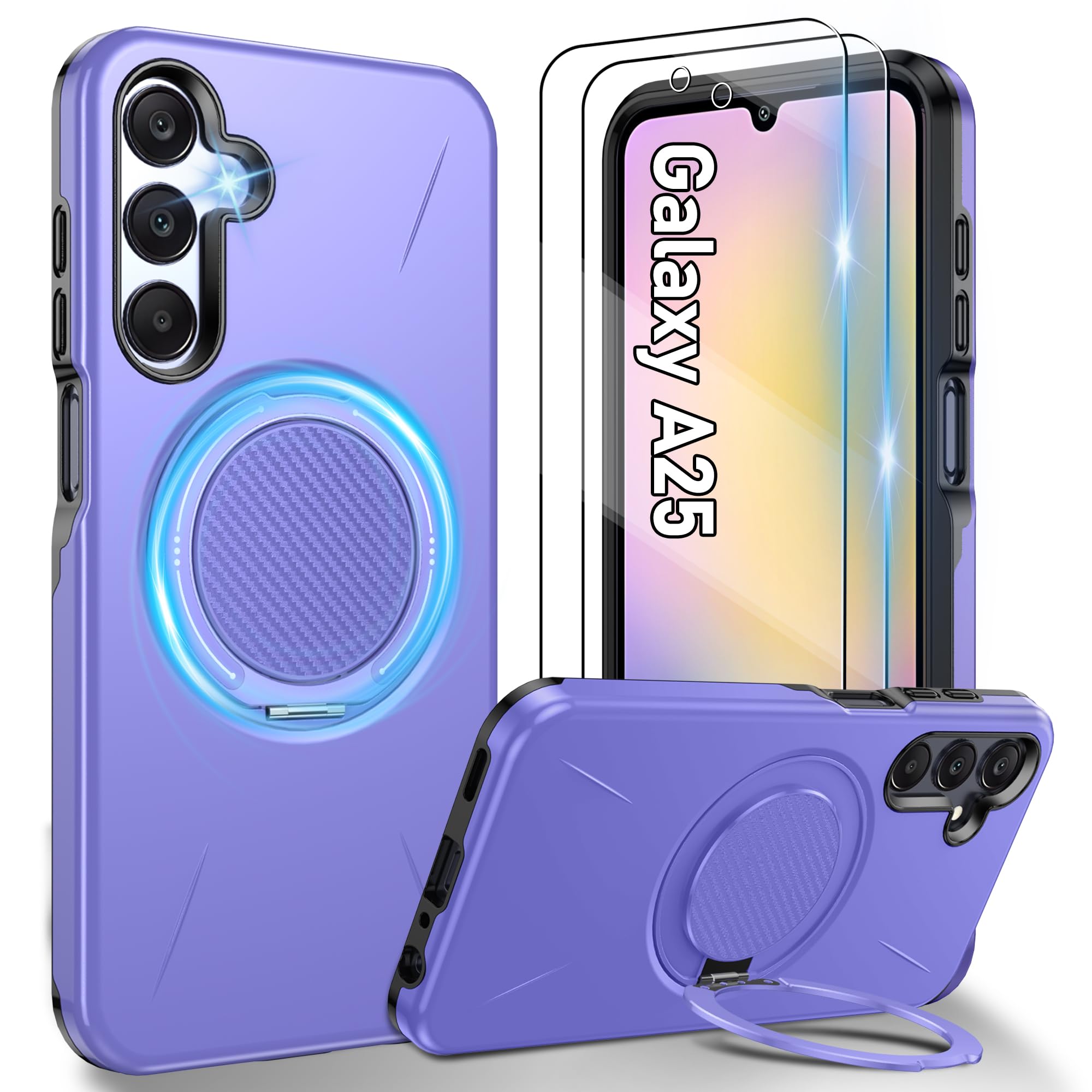 Gritup für Samsung S Serie Gehäuse [Kompatibel mit MagSafe Zubehör]: 2 Stück HD-Bildschirmschutz, eingebauter Kickstand, Dual Layer Stoßdicht, Kamera Guard, Samt Touch