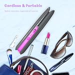 Hair Straightener, Fast Heating Flat Iron Straighteners, Rechargeable Rotating Curling Iron with 3 Temperature, Portable Straightener and Curler 2 in 1 Hair Tools, Grey