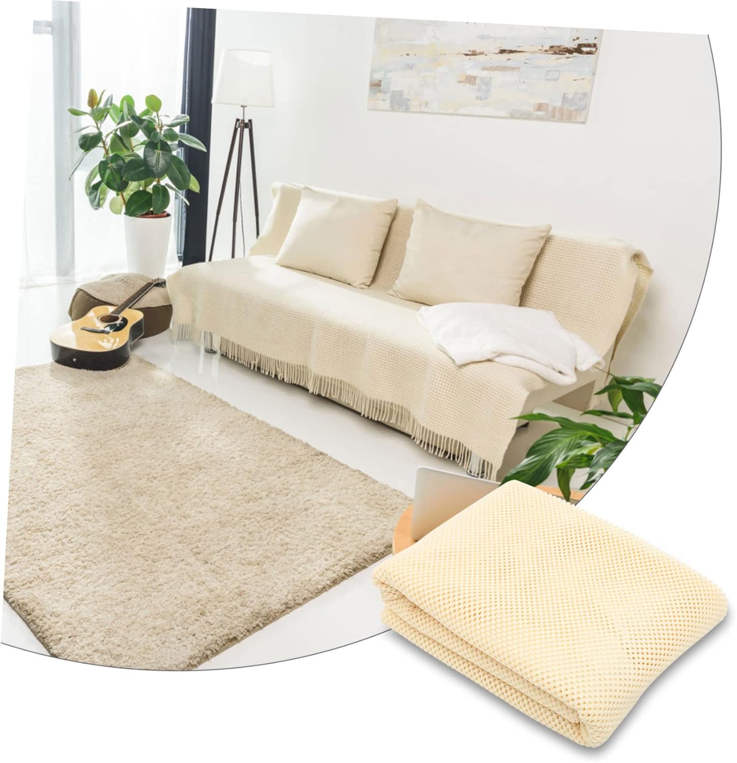 Sofa Cushion Pad Non- Gripper for Secure Bedding Rugs Multipurpose Use Living Room Bedroom Kitchen and More Beige