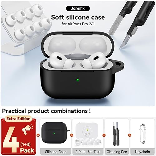 Miniatura 2 de Funda para Airpods Pro 2 202320222019 con kit de limpieza, protección de silicona para AirPod Pro (cable USB-CLightning) con puntas para los oídos,
