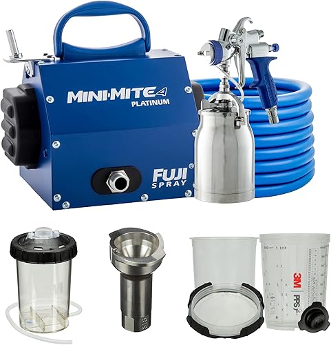 Fuji Spray 2904-T70 Mini-Mite 4 Platinum Bottom Feed HVLP Sistema de pulverización con kit 3M PPS 2.0 - Midi 13.5oz. Taza HO