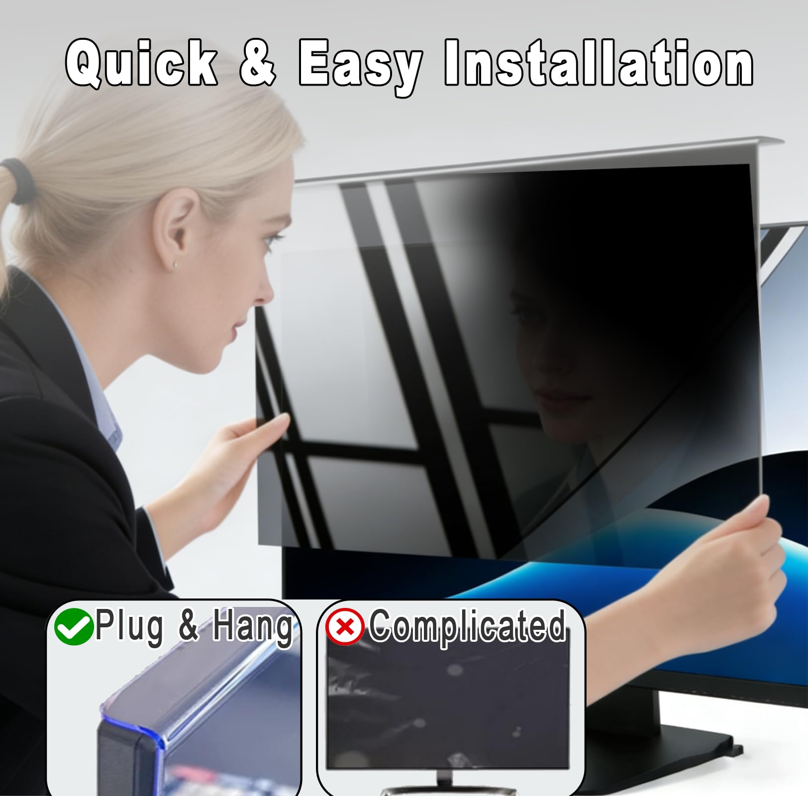Filtro privacy da appendere per iMac 24" 16:9 widescreen monitor del computer, anti-peep e blocco della luce blu, schermo privacy ± 30°, protezione degli occhi per ufficio e sicurezza dati