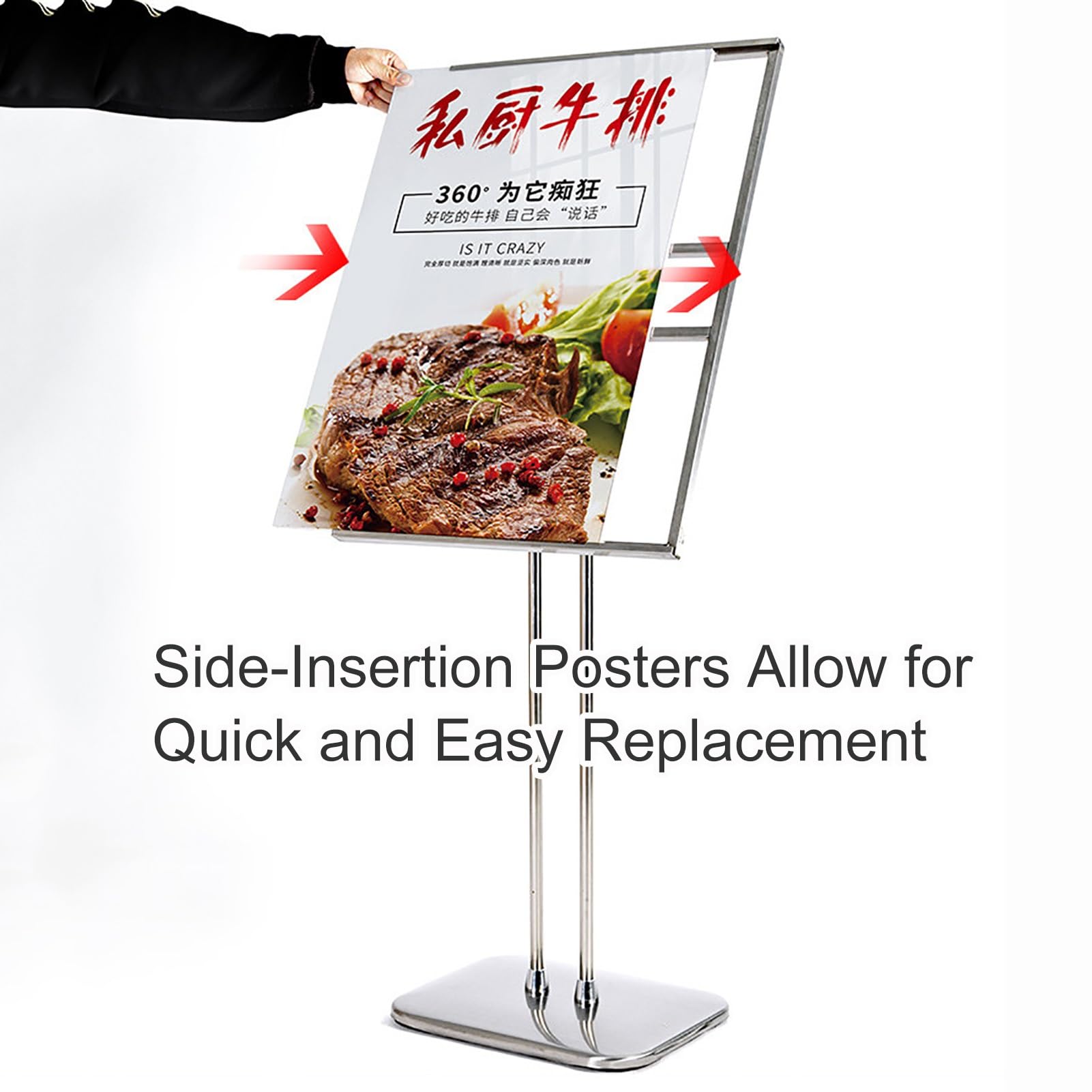 Soporte para carteles, soporte para carteles de pie, soporte para carteles al aire libre, soporte de señalización de suelo, 50 x 70 cm, ideal para eventos, promociones y anuncios