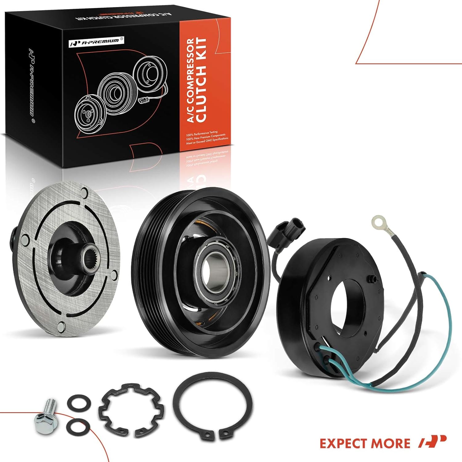 A-Premium Air Conditioner AC Compressor Clutch Kit Compatible with Honda Pilot 2008-2015, Odyssey 2008-2017, Ridgeline 2009-2014 & Acura MDX 2007-2013, ZDX 2010-2013