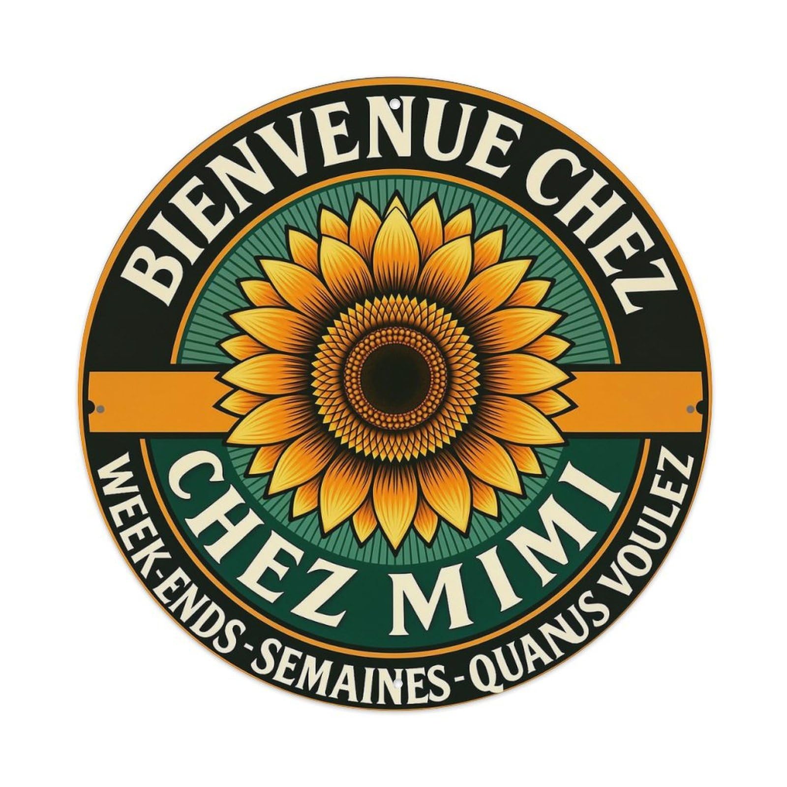 Sunflower Centered Circular Design With Text Vintage Round Tin Sign Retro Metal Wall Decor Metal Poster, Home Bar Garage Cafe Wall Art Decoration 8x8Inches