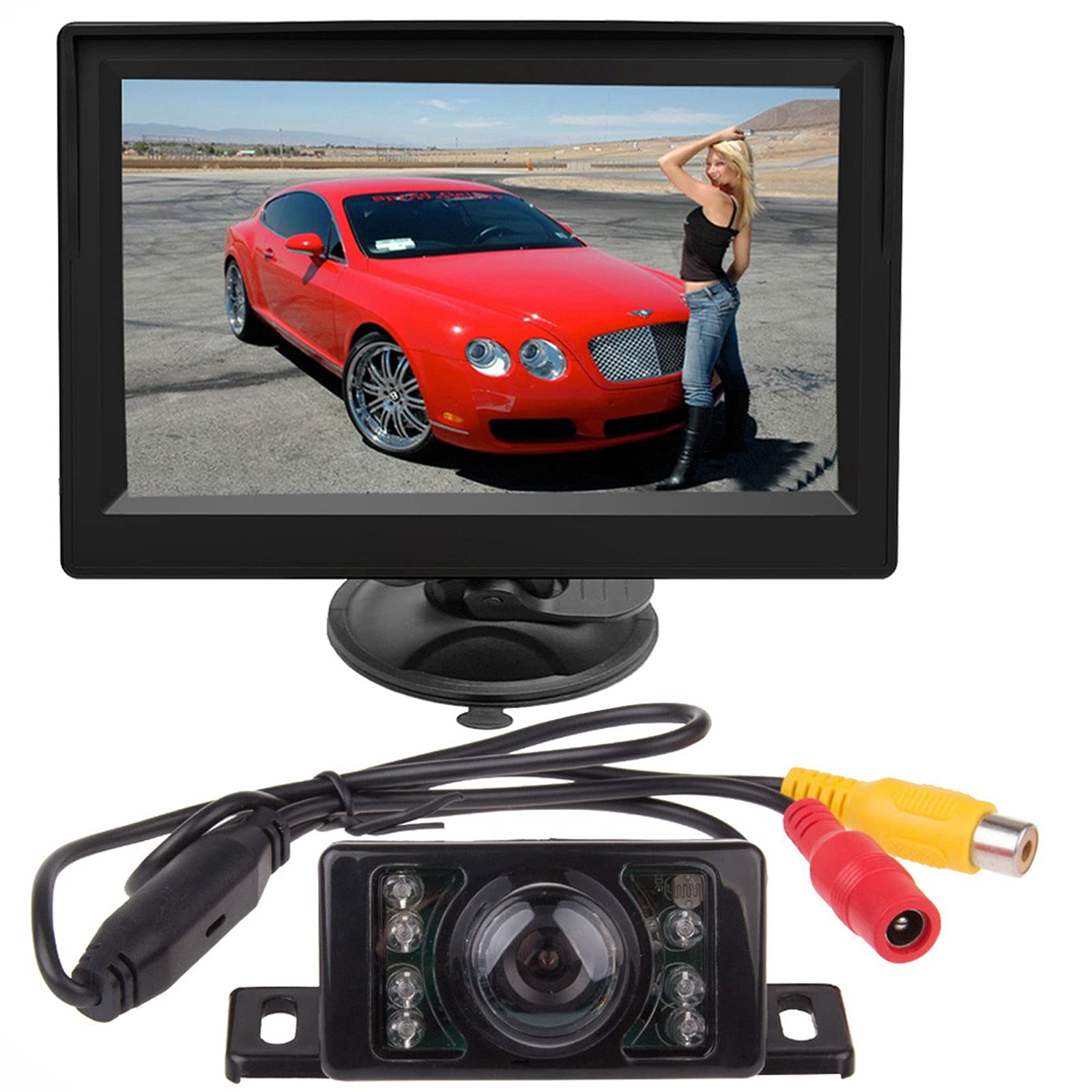 Vehicle Reversing Camera and Monitor Kit, 5 inch TFT LCD Car Rear View Monitor Parking Assistance System with Waterproof Night Vision Reverse Backup Camera