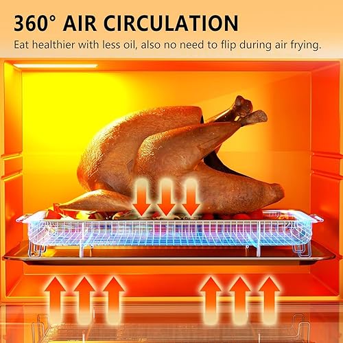 Miniatura 10 de Cesta para freidora de aire, juego de 2 sartenes y bandeja para verduras para horno, cesta antiadherente para hornear y alimentos crujientes, grande