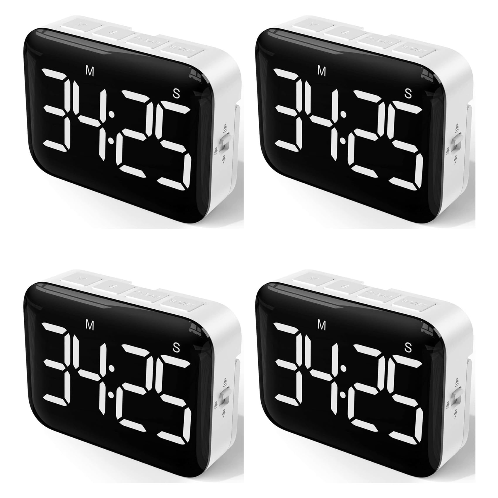 Hndhbfgrt 4X Digital Kitchen Timer - Magnetic Countdown Count Up Timer with Large LED Display Loud Volume for Cooking and for Kids
