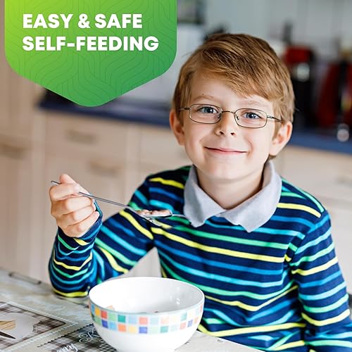 Miniatura 4 de Juego de cubiertos de acero inoxidable para niños de 12 piezas, 6 tenedores y 6 cucharas, bonitos juegos de cubiertos para niños con pulido de