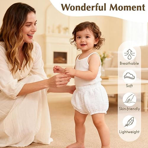Miniatura 2 de Durio 3 pares de bombones para bebé, fundas suaves para pañales para niñas y niños, pantalones cortos sólidos para bebés, ropa interior para recién