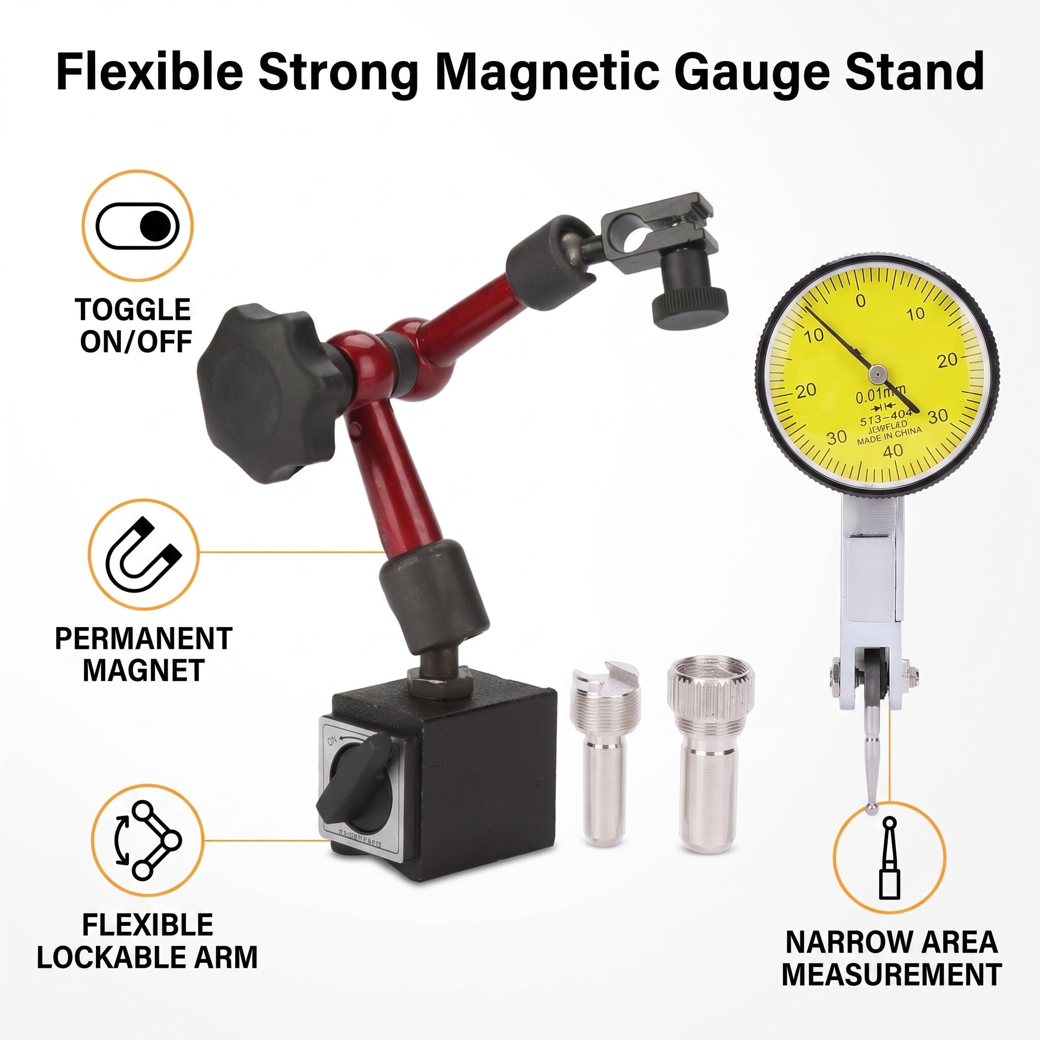 Support de Jauge Magnétique Solide et Flexible, Indicateur de Test du Cadran de Levier, Mesure de Surface for Applications Industrielles