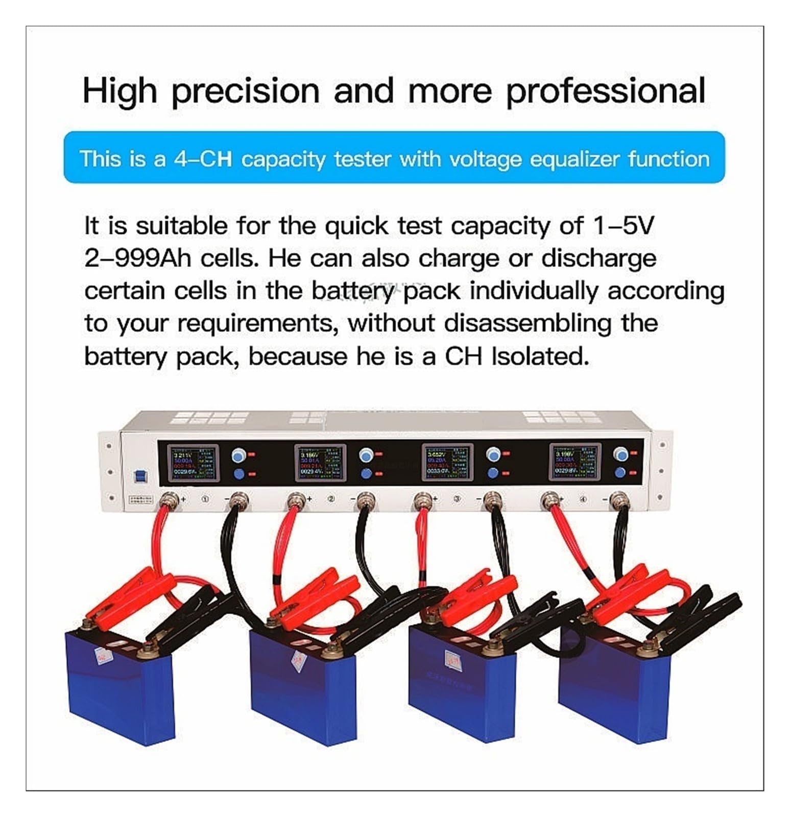 Testeur de batterie, 5V 50A Analyseur numérique de capacité batterie